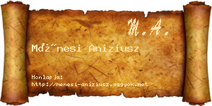 Ménesi Aniziusz névjegykártya